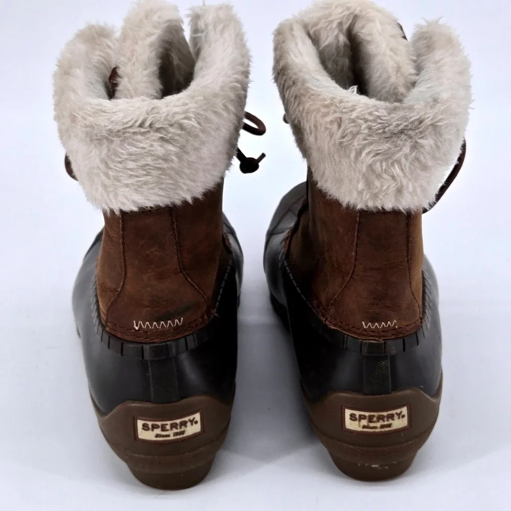 Sperry Top-Sider Maritime Repel Faux Fur Duck‎ Boots Brown Women's Sz 10